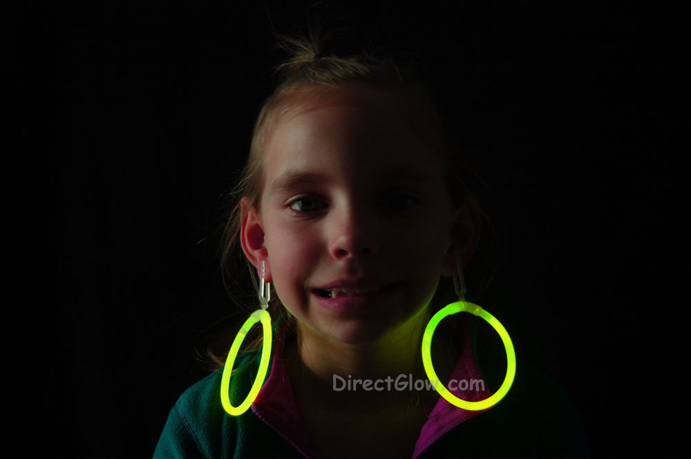 Yellow Glow Stick Clip On Hoop Earrings and Bracelets- 50 Pairs