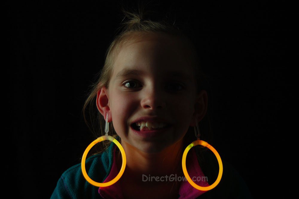 Orange Glow Stick Clip On Hoop Earrings and Bracelets- 50 Pairs