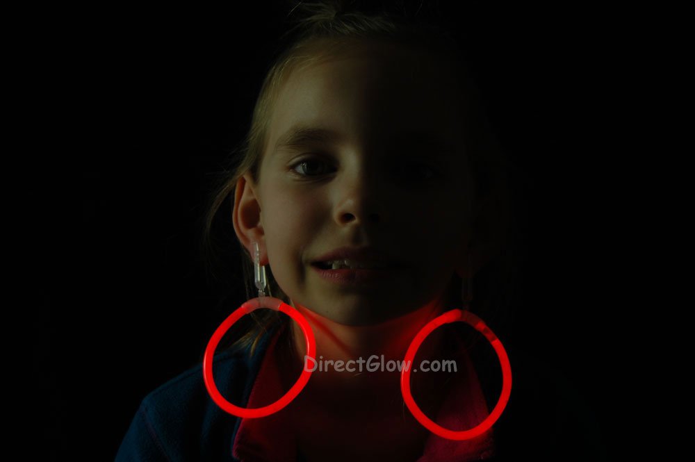 Red Glow Stick Clip On Hoop Earrings and Bracelets- 50 Pairs