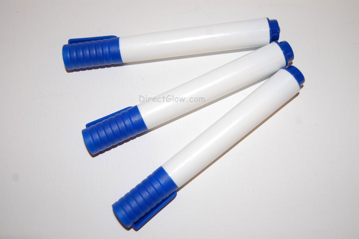 Set of 3 Extra Large Invisible Blue UV Blacklight Reactive Ink Marker