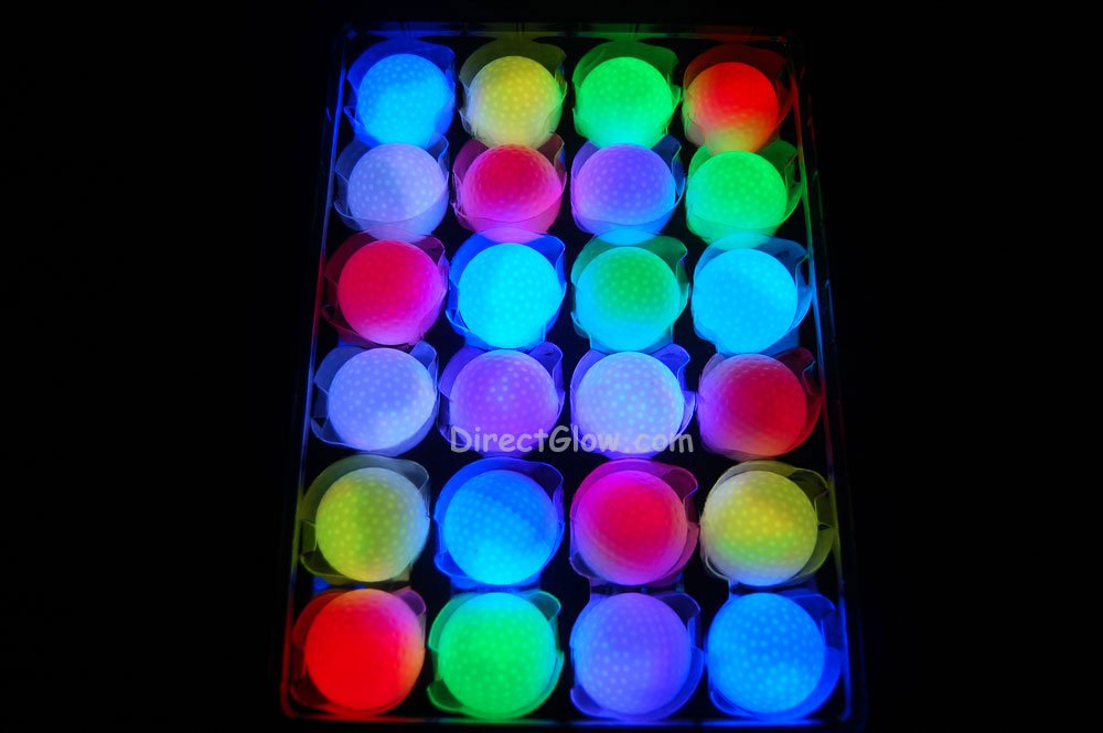Set of 24 Litecubes Brand RAINBOW Light up LED Golf Balls (Drink Novelty)