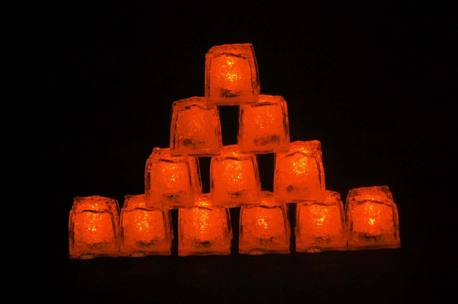 Set of 12 Litecubes Brand Jewel Color Tinted Amber Orange Light up LED Ice Cubes