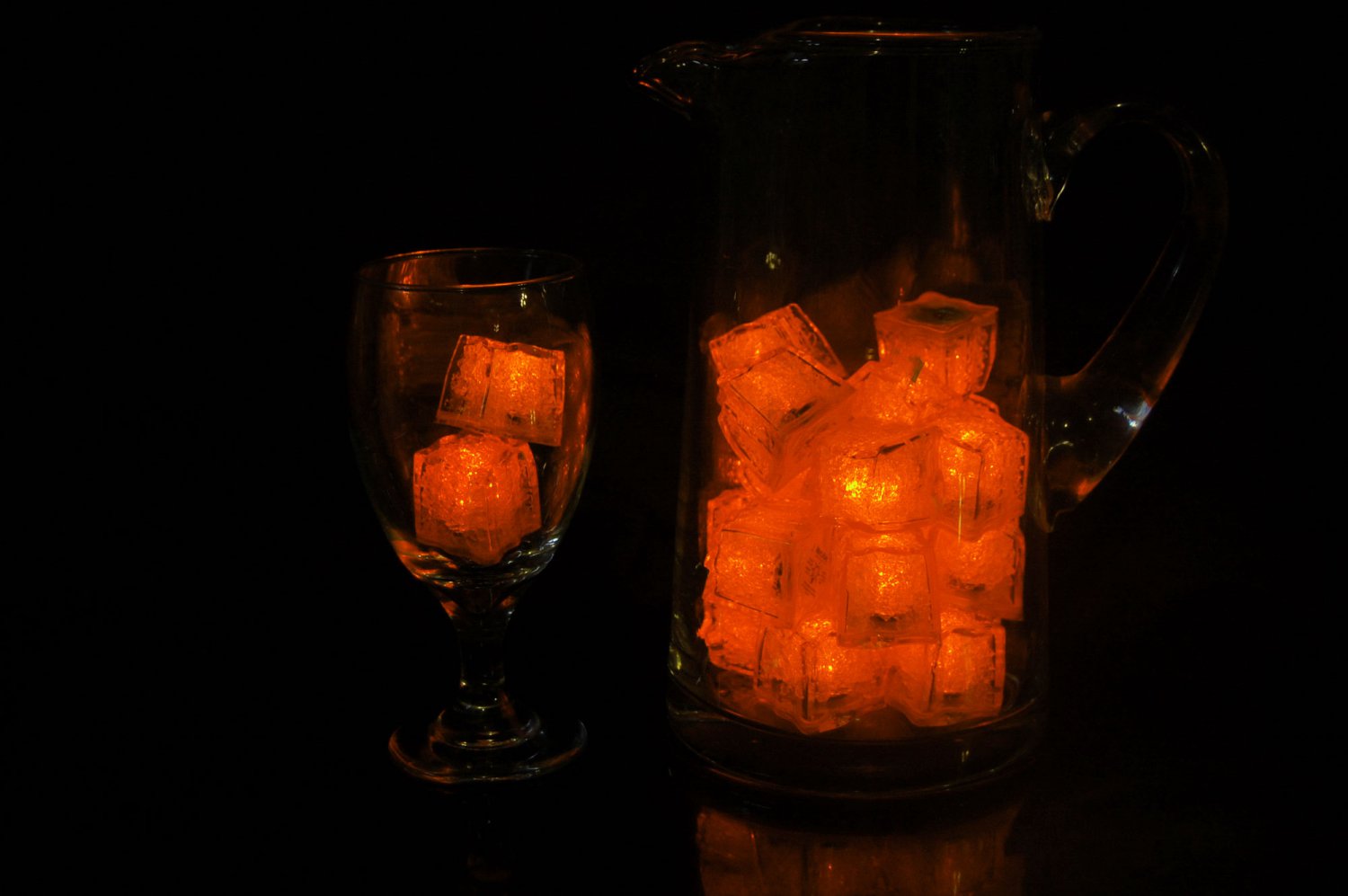 Set of 24 Litecubes Brand Jewel Color Tinted Amber Orange Light up LED Ice Cubes
