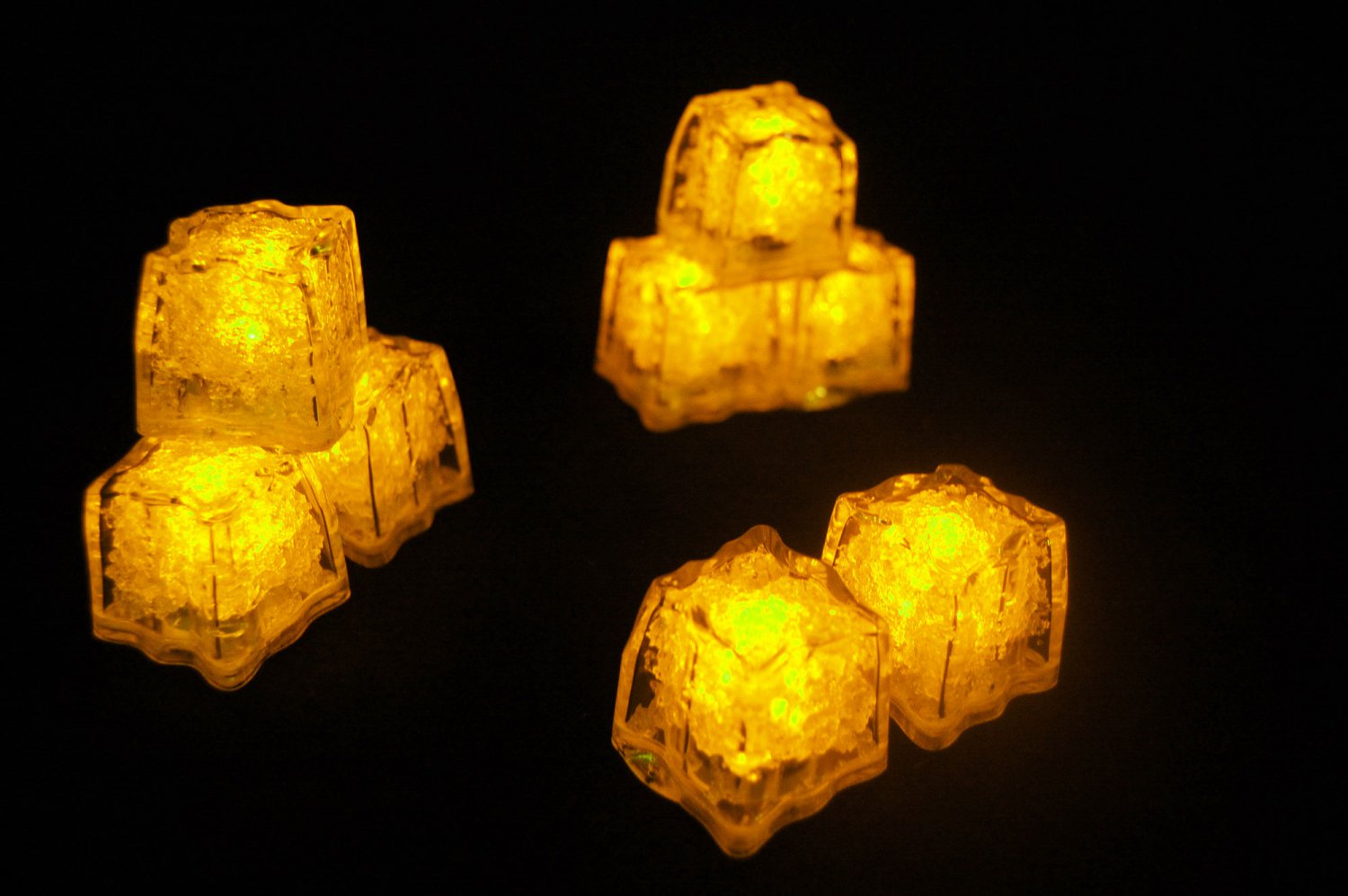 Set of 8 Litecubes Brand Jewel Color Tinted Topaz Yellow Light up LED Ice Cubes