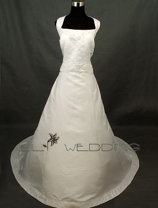 Satin Halter Wedding Gown - Style LWD0055