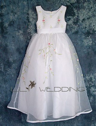 Flower Embroidered Flower Girl Dress - Style LFG0006