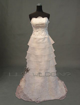 Ten Tiered Layered Skirt Bridal Gown - Style LWD0082