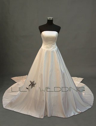Satin Semi-Cathedral Formal Bridal Gown - Style LWD0085