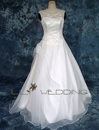 Bateau Neckline Wedding Dress - Style LWD0091