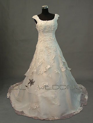 Tiered And A-Line Skirt Wedding Gown - Style LWD0092