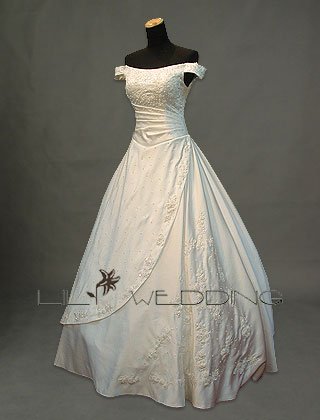 Off-The-Shoulder A-Line Bridal Dress - Style LWD0100