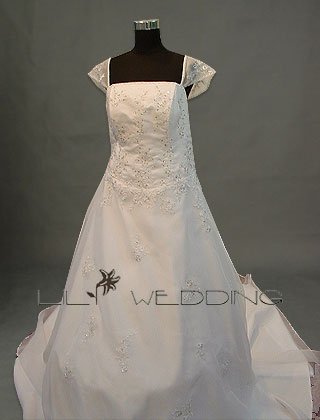Square Neckline A-Line Chapel Train - Style LWD0102