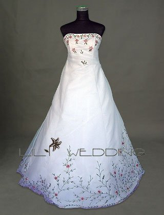 Embroidery And Hand Beading Wedding Gown - Style LWD0104