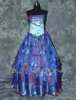 Spaghetti Straps Blue Bridesmaid Dress - Style LED0017