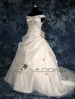 Off-The-Shoulder Formal Wedding Gown - Style LWD0105