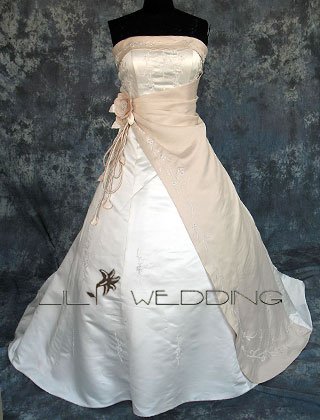 Floral Embroidered And Beaded Bodice Bridal Gown - Style LWD0108
