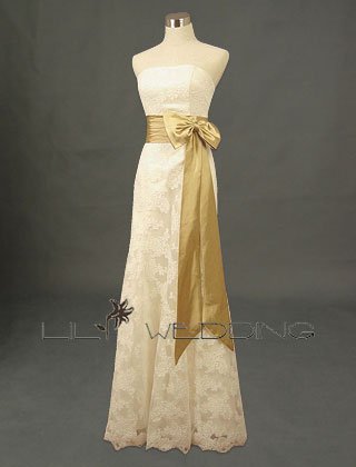 Butterfly Knot Satin Bridal Gown - Style LWD0117