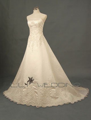 A-Line Tulle Overlay Wedding Gown - Style LWD0118