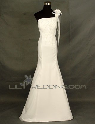 One Shoulder White Bridesmaid Dress - Style LED0038