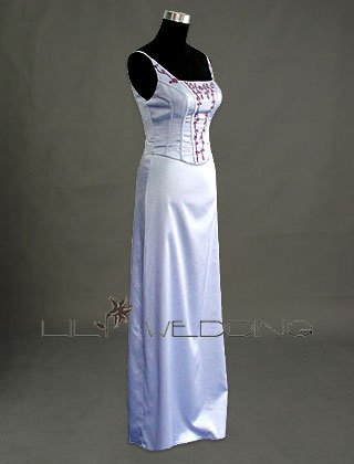 Satin Bodice Embroidered Dress - Style LED0040