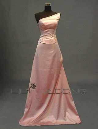 Pink One Shoulder Bridesmaid Dress - Style LED0042