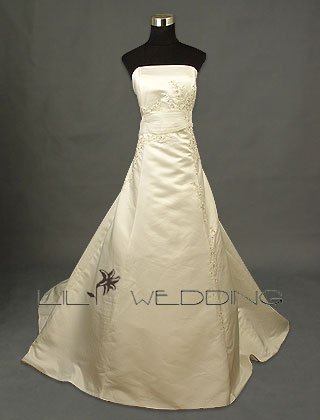 Metallic Lace Decorated Bridal Gown - Style LWD0131