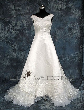 V-Neck Tank Style Wedding Dress - Style LWD0134