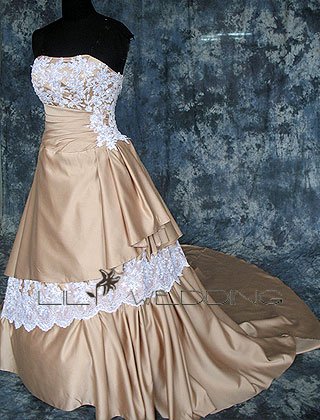 Strapless Satin Wedding Dress - Style LWD0149