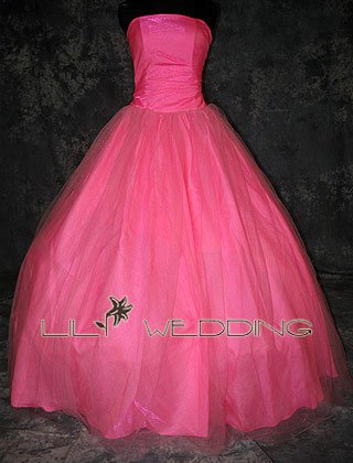 Pink Strapless Wedding Dress - Style LWD0150