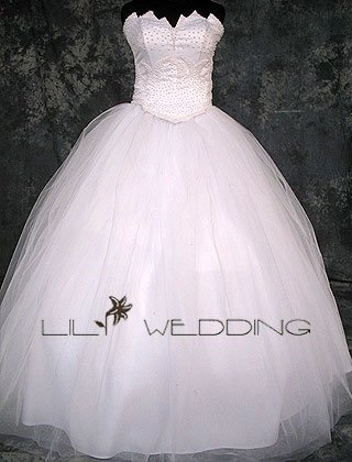 Strapless Satin Wedding Dress - Style LWD0153