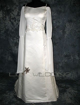 Long Sleeves Satin&Chiffon - Style LWD0158