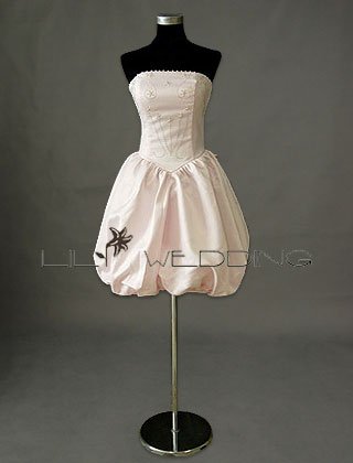Basque Waist And Knee Length Bridesmaid Dress - Style LED0073