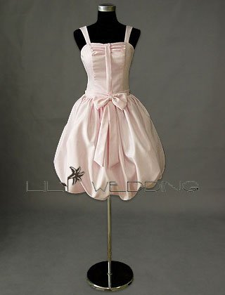 Knee Length Bubble Skirt Bridesmaid Dress - Style LED0074