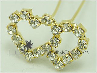 Double Heart Rhinestone Hair Pins