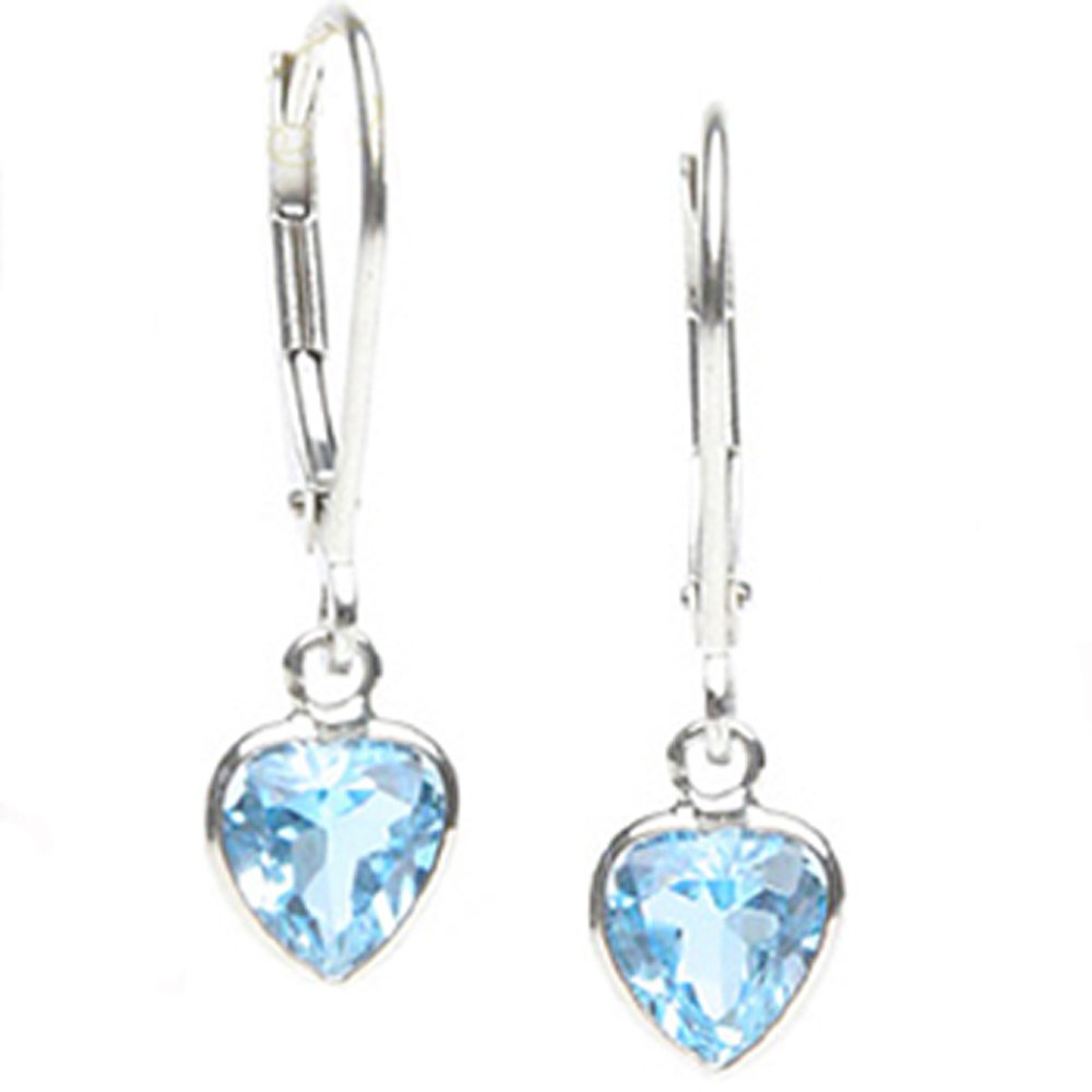14k Heart-Shaped Blue Topaz Dangle Earrings (2.0 cts.tw.)
