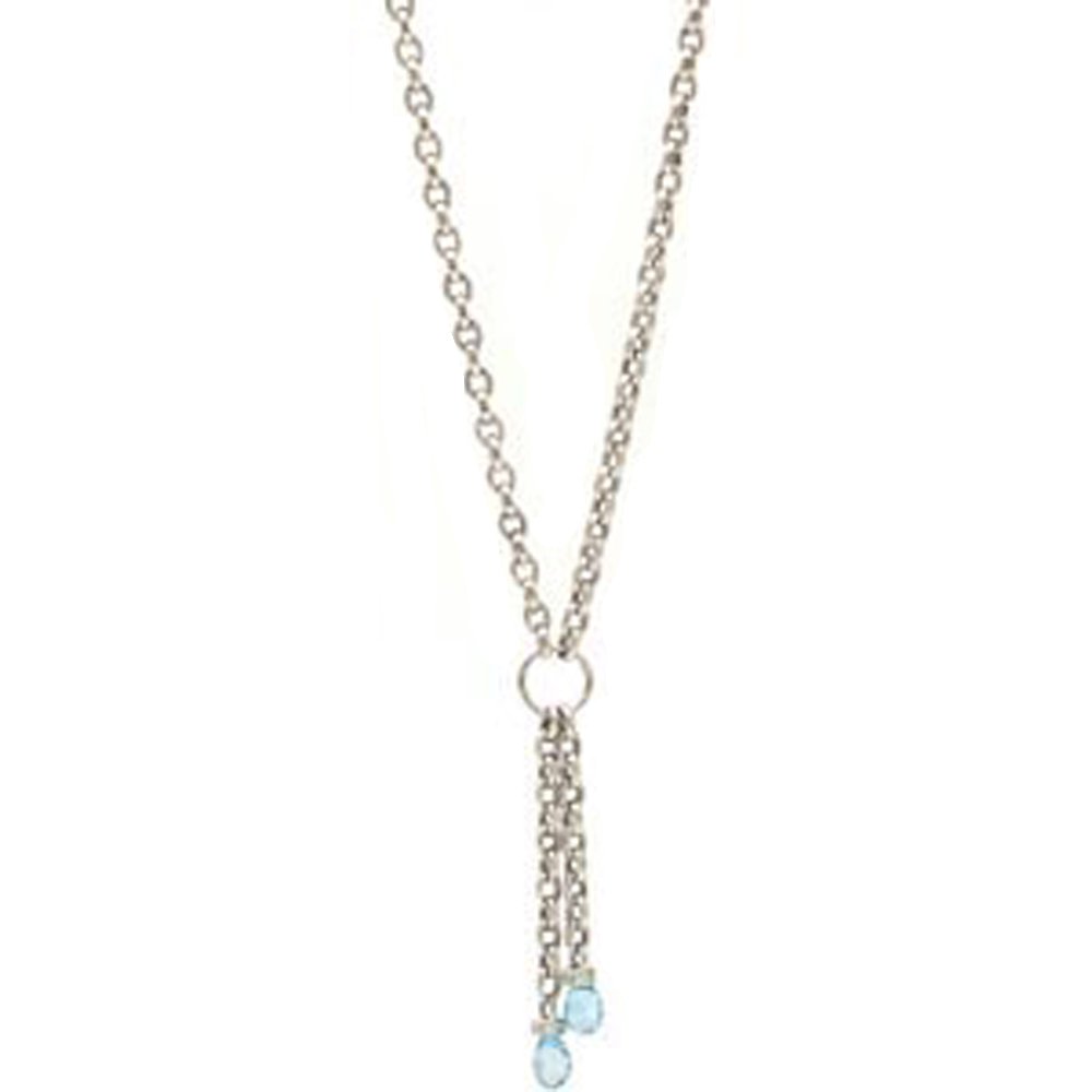 14k Solid Gold Lariat Blue Topaz Briolette Necklace (3.00 cts.tw.)