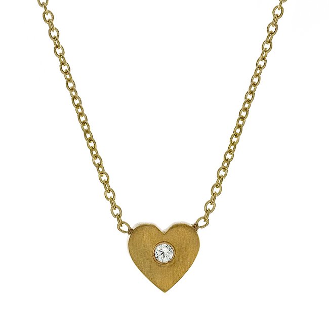 14k Mini Diamond Heart-Shaped Necklace (0.02 ct.tw.)
