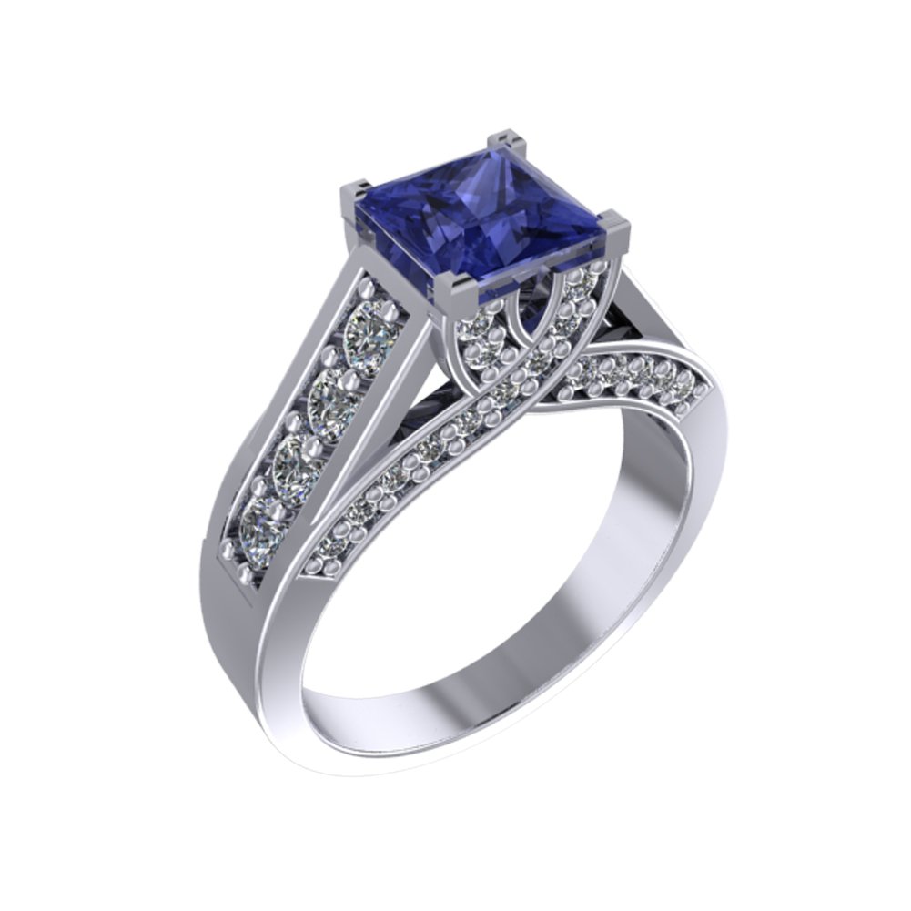 14k Cushon Cut Triple A Tanzanite Diamond Ring (1.22 cts.tw.)