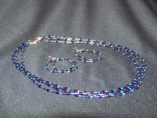 Purple multi-strand long necklace set