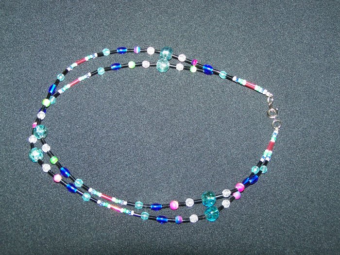 Multi Teal Double Stranded Necklace