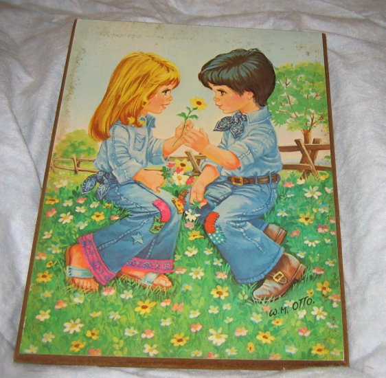 vintage Big Eyed kids wall art set of 2 FREE US SHIPPING
