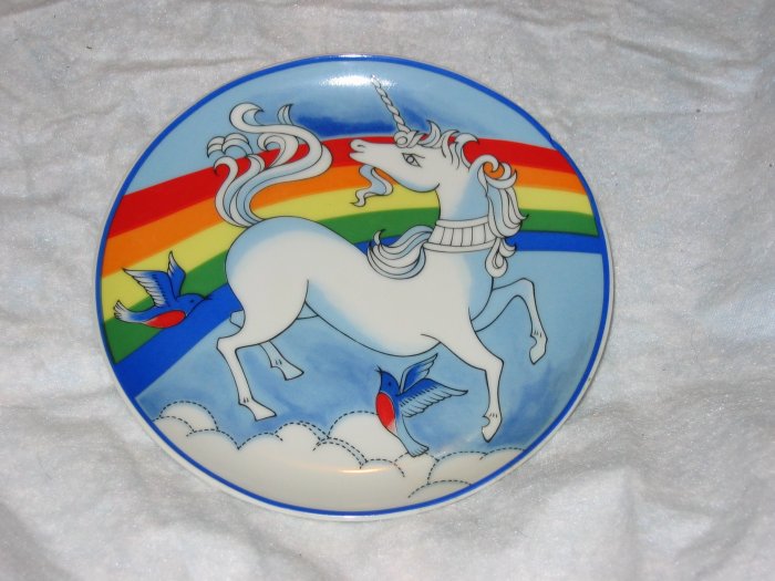vintage unicorn and rainbow plate #4 FREE US SHIPPING