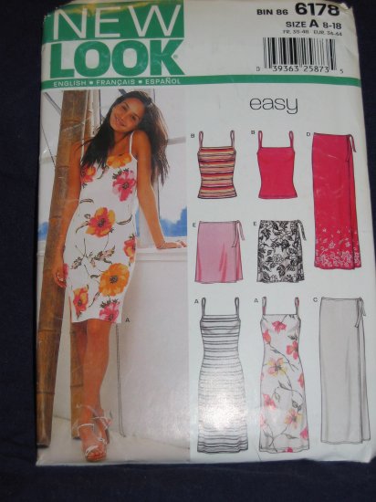 New Look pattern 6178 Size A 8-18 uncut out of print pattern FREE US SHIPPING