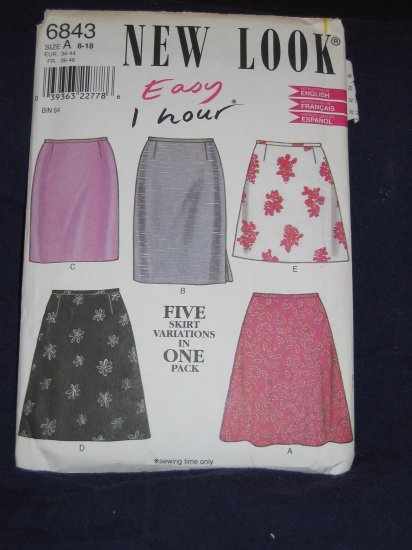 New Look pattern 6843 size A 8-18 uncut pattern out of print FREE US SHIPPING