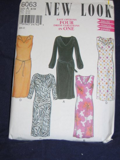 New Look pattern 6063 Size A 8-18 uncut out of print FREE US SHIPPING