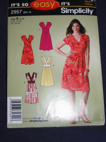 Simpliity pattern number 2957 Size A 8-18 uncut FREE US SHIPPING