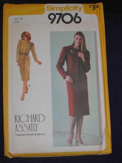 1980 Richard Assatly Size 10 Simplicity pattern number 9706 uncut out of print FREE US SHIPPING