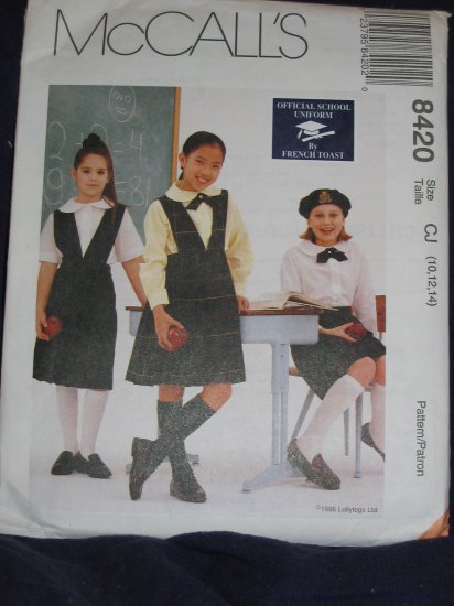 McCall 8420 Girls' School Uniforms Pattern 7-10 uncut FREE US SHIPPING