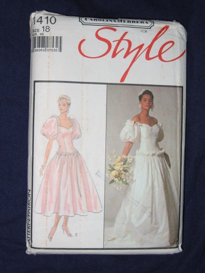 VTG Carolina Herrera WEDDING DRESS pattern Style 1410 size 12 FREE US SHIPPING