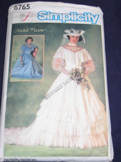 1984 "Southern Belle" WEDDING DRESS pattern Simplicity 6765 size 10 out of print FREE US SHIPPING